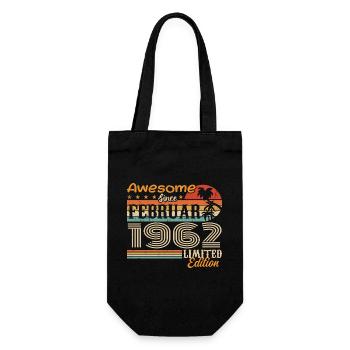 Geburtstag Vintage Geschenkidee Februar 1962 - Geschenkbeutel für Flaschen - Schwarz - Vorne
