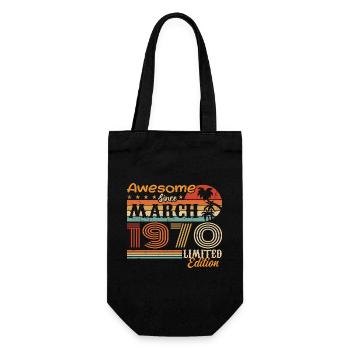 März 1970 Jahrgang 1970 Retro Geburtstagsgeschenk - Geschenkbeutel für Flaschen - Schwarz - Vorne