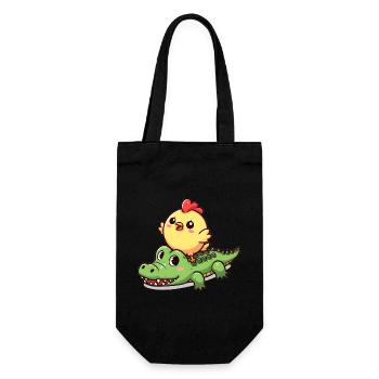 Cute chicken on crocodile - Gift Bag for Bottles - black - Front