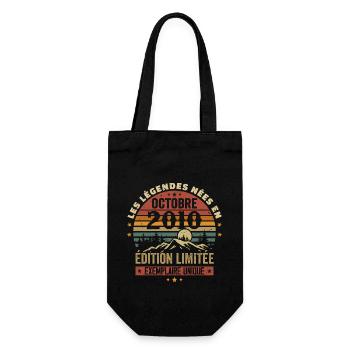 Born in October 2010 | Awesome since October 2010 - Gift Bag for Bottles - black - Front