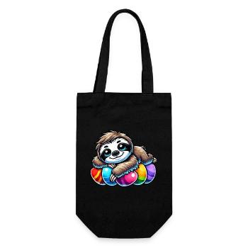 mignon paresseux Pâques oeuf de Pâques dessin animé chilling - Sac à bouteille - noir - Devant
