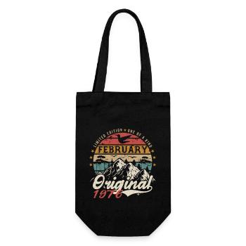 49th Birthday Gift Born In February 1976 - Gift Bag for Bottles - black - Front