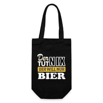 Der tut nix der will nur Bier - Spruch - Geschenkbeutel für Flaschen - Schwarz - Vorne