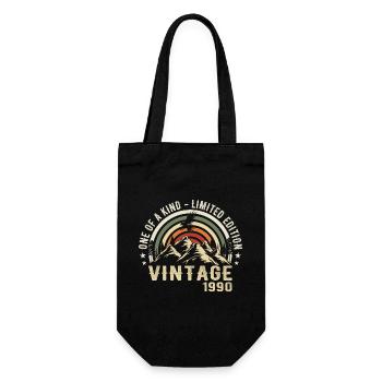 Jahrgang 1990 Jahrgang 1990 Retro Jubiläum 1990 - Geschenkbeutel für Flaschen - Schwarz - Vorne