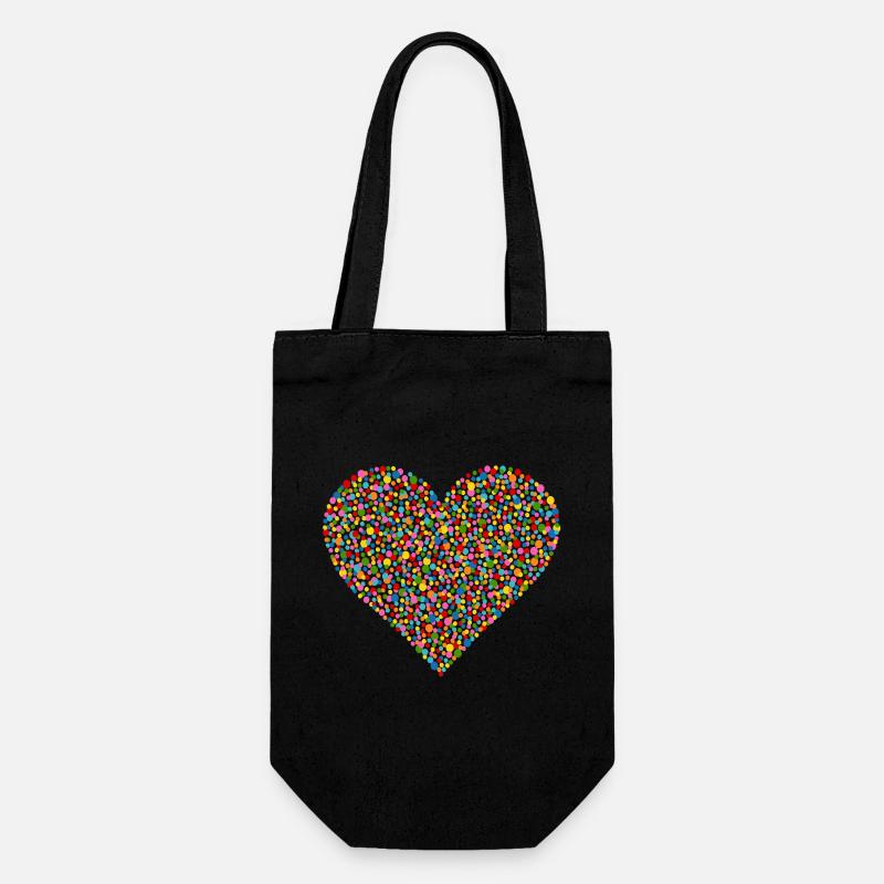Konfetti Herz - Geschenkbeutel für Flaschen - Schwarz