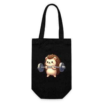 Igel Training Langhantel Workout Cartoon - Geschenkbeutel für Flaschen - Schwarz - Vorne