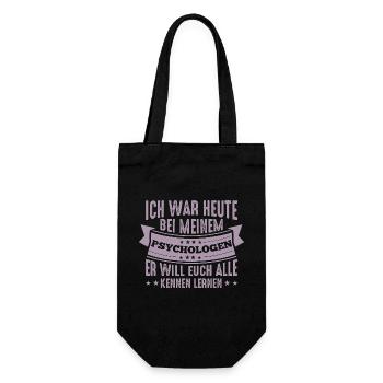 Mein Psychologe will euch alle kennenlernen - Geschenkbeutel für Flaschen - Schwarz - Vorne
