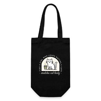 Matcha und Katzen Amateur grüner Tee Humor - Geschenkbeutel für Flaschen - Schwarz - Vorne
