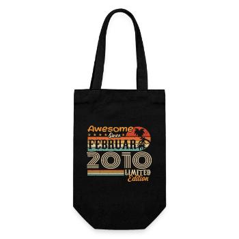 Geburtstag Vintage Geschenkidee Februar 2010 - Geschenkbeutel für Flaschen - Schwarz - Vorne