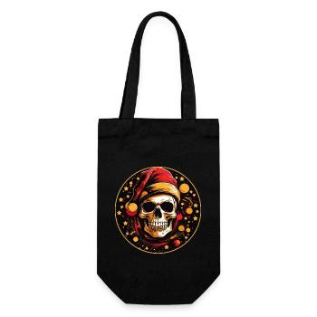 Crâne comme crâne de Père Noël avec chapeau de Père Noël - Sac à bouteille - noir - Devant