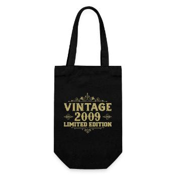 2009 Vintage Vintage Birthday Gift 2009 - Gift Bag for Bottles - black - Front
