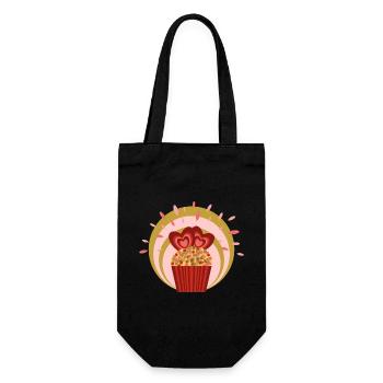 Rhabarber Kuchen Liebe mit viel Herz. - Geschenkbeutel für Flaschen - Schwarz - Vorne