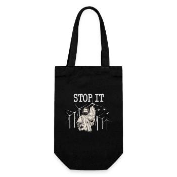 Stop wind energy - Jesus Against Wind Power - Gift Bag for Bottles - black - Front