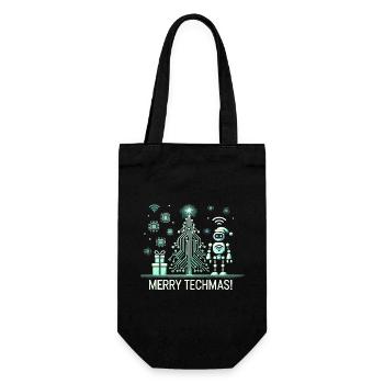 Fröhliche Techmas - Roboter und Schaltkreis-Weihna - Geschenkbeutel für Flaschen - Schwarz - Vorne