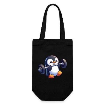 Mignon pingouin barre barre dessin animé - Sac à bouteille - noir - Devant
