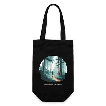 Nordic Walking is My Therapy – Running Forest Nature - Gift Bag for Bottles - black - Front