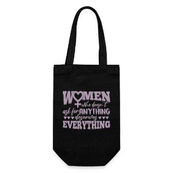 Starke Frauen verdienen alles Weltfrauentag - Geschenkbeutel für Flaschen - Schwarz - Vorne