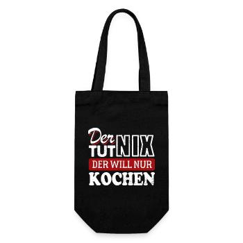 Der tut nix der will nur kochen - Spruch - Geschenkbeutel für Flaschen - Schwarz - Vorne