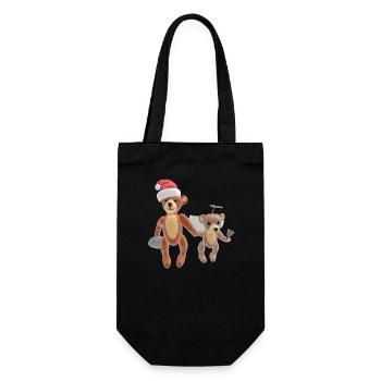 Ours de Noël 3D - Sac à bouteille - noir - Devant