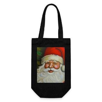 Weihnachtsmann (Santa Claus) Öl-Gemälde - Geschenkbeutel für Flaschen - Schwarz - Vorne