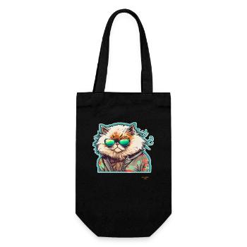 Cooler Begleiter - 16 - Persische Katze - Geschenkbeutel für Flaschen - Schwarz - Vorne