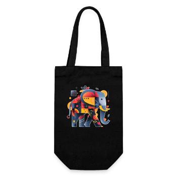 Elefant | abstraktes Kunstwerk - Geschenkbeutel für Flaschen - Schwarz - Vorne