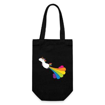 Funny pupping unicorn with rainbow cloud - Gift Bag for Bottles - black - Front
