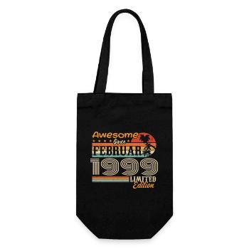 Geburtstag Vintage Geschenkidee Februar 1999 - Geschenkbeutel für Flaschen - Schwarz - Vorne