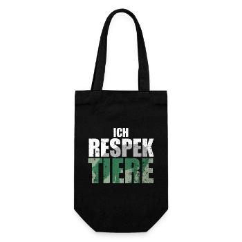 Ich Respektiere Tiere Tierschutz Schwein Vegan - Geschenkbeutel für Flaschen - Schwarz - Vorne