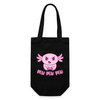 Axolotl gamer Zocker gaming zocken pew pew pew - Geschenkbeutel für Flaschen - Schwarz - Vorne