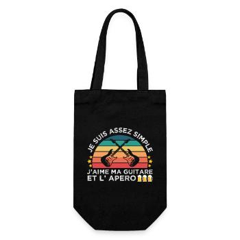Guitare et apéro humour guitariste cadeau vintage. - Sac à bouteille - noir - Devant