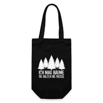 Ich mag Bäume Die halten die Fresse - Sprüche Wald - Geschenkbeutel für Flaschen - Schwarz - Vorne