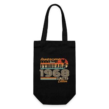 Geburtstag Vintage Geschenkidee Februar 1968 - Geschenkbeutel für Flaschen - Schwarz - Vorne