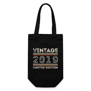 Vintage 2019 - Year 2019 Birthday Gift 2019 - Gift Bag for Bottles - black - Front