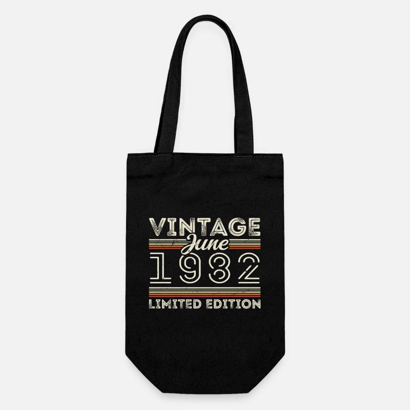 Juni 1982 Juni Geburtstagsgeschenk Juni 1982 - Geschenkbeutel für Flaschen - Schwarz