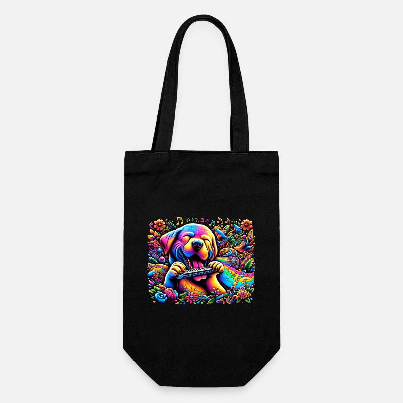 Harmony Dog: Harmonica Vibes - Gift Bag for Bottles - black