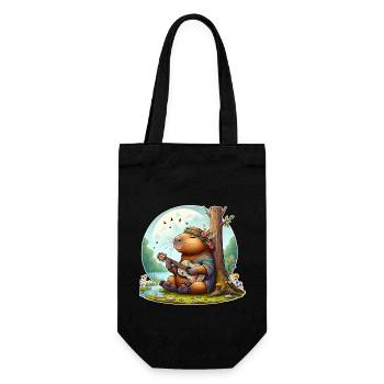 Capybara Guitar Hippie Peace - Gift Bag for Bottles - black - Front