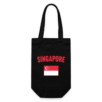 Singapur Flagge - Geschenkbeutel für Flaschen - Schwarz - Vorne