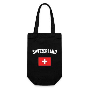 Schweiz Flagge - Geschenkbeutel für Flaschen - Schwarz - Vorne