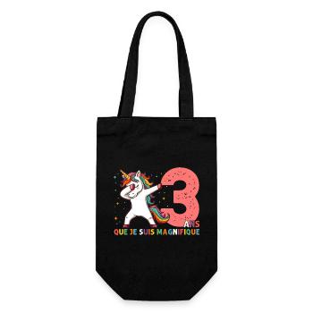 Licorne Dab Cadeau 3 Ème Anniversaire 3 Ans - Sac à bouteille - noir - Devant