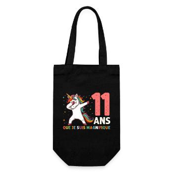 Licorne Dab Cadeau 11 Ème Anniversaire 11 Ans - Sac à bouteille - noir - Devant