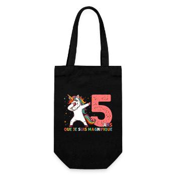 Licorne Dab Cadeau 5 Ème Anniversaire 5 Ans - Sac à bouteille - noir - Devant