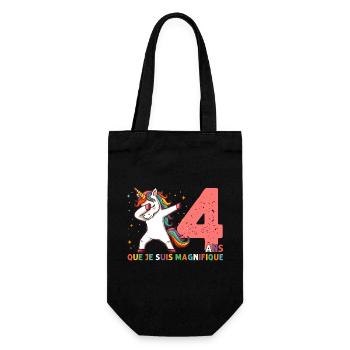 Licorne Dab Cadeau 4 Ème Anniversaire 4 Ans - Sac à bouteille - noir - Devant