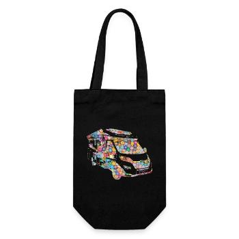 Camping-car fleuri romantique - Sac à bouteille - noir - Devant