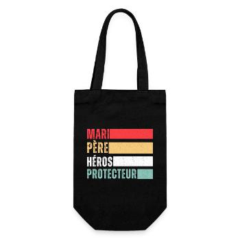 Mari père héros protecteur cadeau fête des pères - Sac à bouteille - noir - Devant