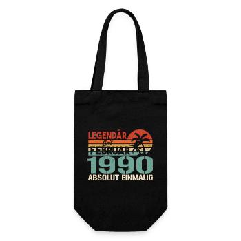 Geburtstagsgeschenk - Jahrgang Februar 1990 - Geschenkbeutel für Flaschen - Schwarz - Vorne