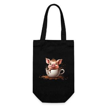 SCHWEINE BAUERN SCHWEIN KAFFEE - Geschenkbeutel für Flaschen - Schwarz - Vorne
