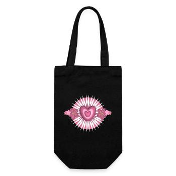 Rosa Herz mit viel Liebe und Blumen. - Geschenkbeutel für Flaschen - Schwarz - Vorne