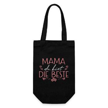 Mama du bist die Beste Mutter - Geschenkbeutel für Flaschen - Schwarz - Vorne