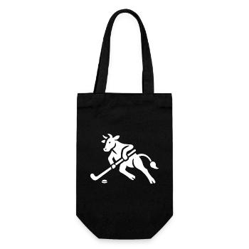 Cow Bull Hockey Player Silhouette Minimalist - Gift Bag for Bottles - black - Front